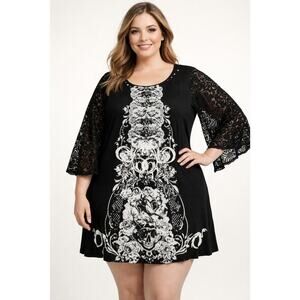 Style & Co. Tunic/ Dress Lace 3/4 Sleeves Studded Sz. 1X Whimsigoth Witchy